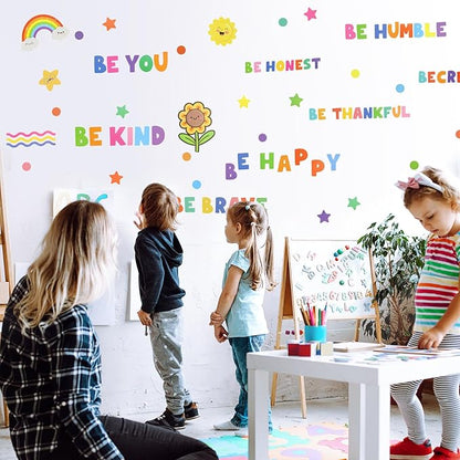 176pcs Colorful Inspirational Wall Decals, Motivational Sticker, Removable Wall Art Stickers for Kid Bedroom, School, Classroom, Playroom, Kindergarten