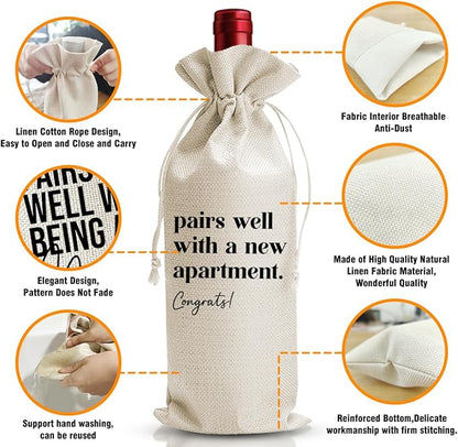 DOI-LANEE Housewarming Wine Bag for Women, New Home Owner Gifts Bag For Neighbor, Pairs Well With A New Apartment, Realtor Gift to Client, Housewarming Gifts, New House Gifts