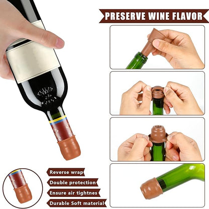 Wine Stoppers for Wine Bottles, Reusable Sparkling Wine Corks Sealer for Wine Bottles, Soft Silicone Wine Bottle Stoppers for Champagne Prosecco Home Use (4PCS)