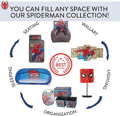 "Idea Nuova Marvel Spiderman Pop Up Hamper with Durable Carry Handles, 21"" H x 13.5"" W X 13.5"" L", red