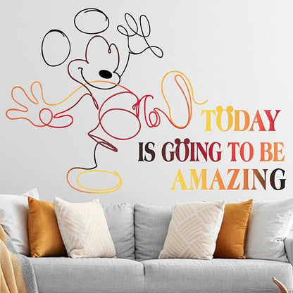 Mfault Cartoon Mouse Wall Decals Stickers, Today is Going to Be Amazing Nursery Decorations Bedroom Living Room Art, Neutral Toddlers Kids Baby Boys Girls Room Home Decor