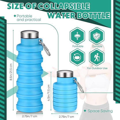 17oz Collapsible Water Bottles for Travel 500ml Reusable Foldable Silicone Water Bottle with Portable Buckle Silicone for Camping Hiking Sport