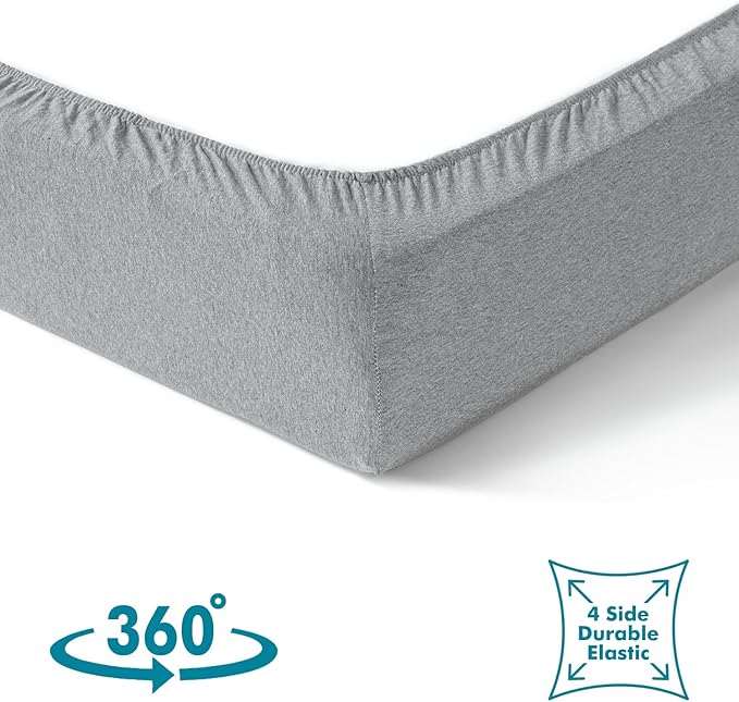 100% Cotton Jersey Knitted Mini Crib Sheets for Boys and Toddler, Soft and Breathable, Crib Sheets Girl Snug Fit, Machine Washable, Multiple Colors (P1, Gray,38"x24"x6")