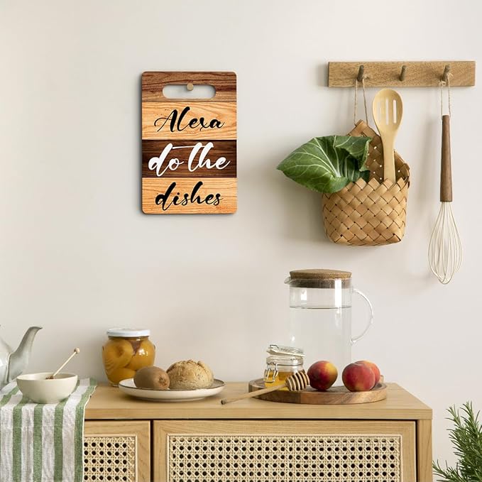 Alexa Do the Dishes Cutting Board Gifts, Wood Cutting Boards for Kitchen, House Warming Gifts New Home, Kitchen Wall Art, Christmas Birthday Gifts for Women Mom Grandma 8 x 12 Inch