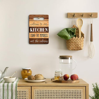 Welcome to Our Kitchen Wall Arts, Wood Cutting Boards for Kitchen, House Warming Gifts New Home, Kitchen Wall Art, Christmas Birthday Gifts for Women Mom Grandma 8 x 12 Inch