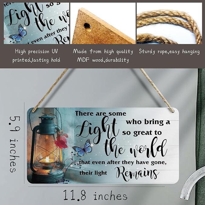 Butterfly Memorial Sign Sympathy Gift Wooden Wall Sign for Anniversary Family Reunion Wall Hanging Plaque Sign for Home Wedding Bar Man Cave Garage Memorial Ceremony Reception Bereavement Gifts