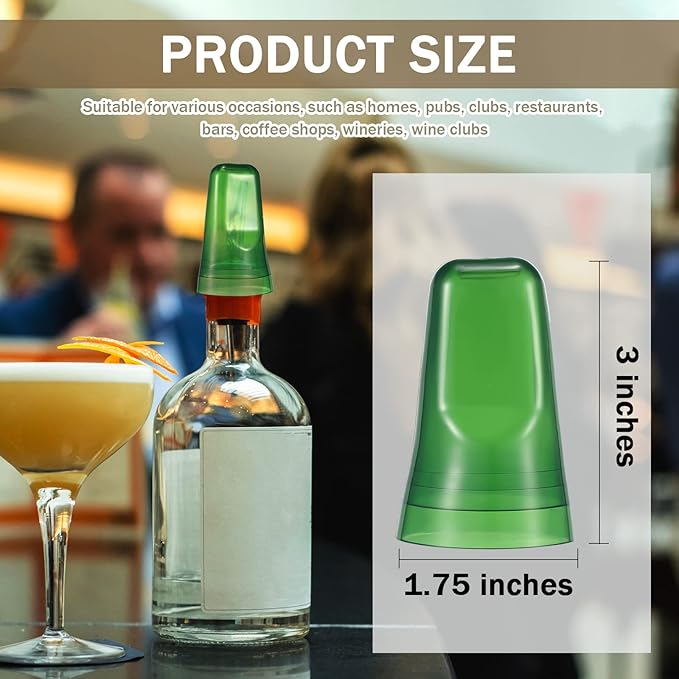 Chengu 24 Pieces Pour Spout Covers Translucent Liquor Pourer Covers Universal Bottle Pour Dispenser Liquor Bottle Covers Liquor Bottle Covers Bottle Cover Dust for Home Kitchen Supplies (Green)