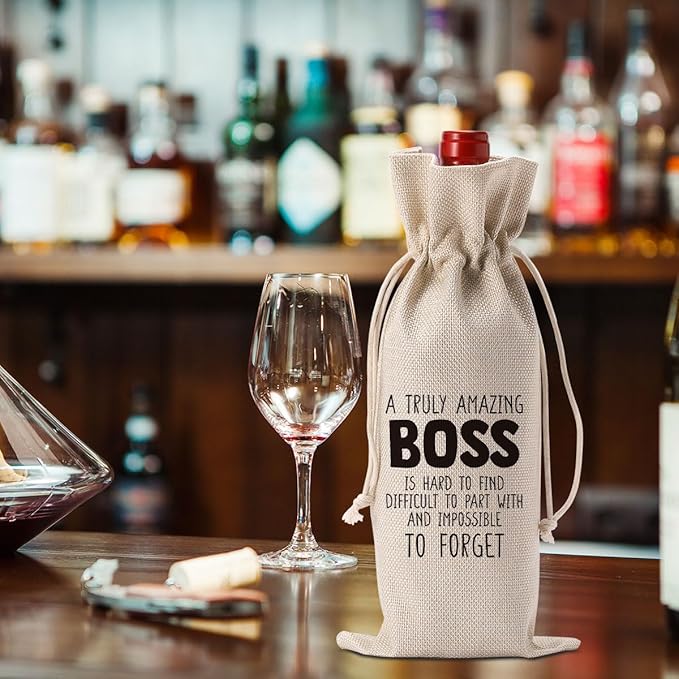 YUANHAO Boss Wine Bag Boss Day Gifts Boss Appreciation Gifts BossThank You Gifts from Employee Retirement Gifts for Boss A Truly Amazing Boss Wine Bag