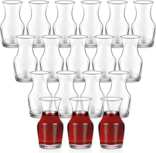 18 Pack Single Serving Wine Carafe Glass Mini Carafe Individual Wine Decanter Small Carafe for Wine Dinner Parties Tastings Bars Restaurants (6.5 oz)