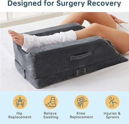 YUGYVOB 3-Height Adjustable Leg Elevation Pillow - Memory Foam Support for Post-Surgery, Knee, and Ankle Pain Relief, Improves Circulation, Removable/Washable Cover