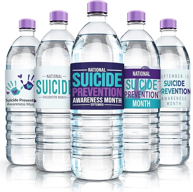 120 Pcs Suicide Prevention Awareness Decorations Water Bottle Labels 8.6" x 2" Suicide Prevention Awareness Party Supplies Stickers Wrapper for Suicide Prevention Awareness (Vibrant Color)