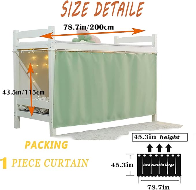 Dorm Home Solid Thicken Bunk Blackout Bed Curtains Cloth Bed Canopy Students Single Sleeper，1panel