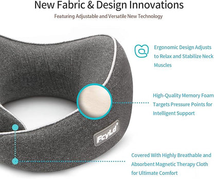 Memory Foam Travel Neck Pillow, 360° Ergonomic Design, Comfortable and Portable, Adjustable Washable Cover, Includes 3D Eye Mask, Earplugs, for Airplane, Car, Office, Home