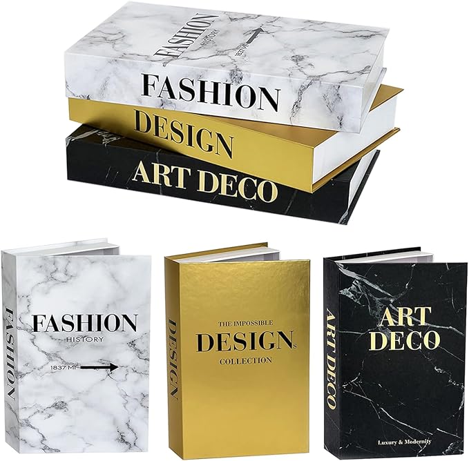 Neutral Home Books Decor Display for Living Room and Office Fashion Decorative Book，Hardcover Fake Decorative Books for Coffee Tables and Shelves(gold)