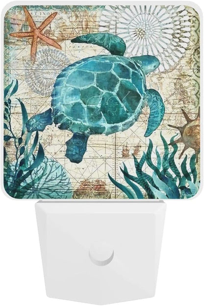 Sea Turtle Night Light Plug into Wall Decorative Plug in LED Nightlight Auto Sensor Dusk to Dawn Decor Lamp for Kids Bedroom Bathroom Kitchen Hallway Stairs Home