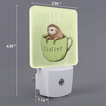 Cute Sloth Night Light for Kids Plug into Wall Led Nightlight with Dusk to Dawn Sensor Compact Lamp Bedroom Bathroom Nursery Hallway Stairs Kitchen Home Decor