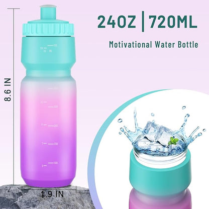 2 Pack Squeeze Water Bottles, 24oz Cycling Water Bottle, 720ml Bike Water Bottles BPA Free for cycling, Running, Hiking etc