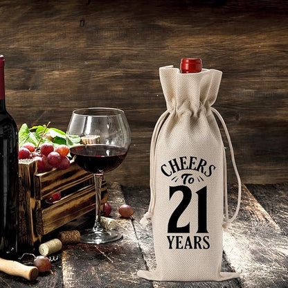 YUANHAO Funny 21st Birthday Wine Bag, 21st Birthday Gifts for Her, 21st Birthday Gifts for Him, 21st Birthday Gifts Wine Bag, Cheers to 21 Years Wine Bag