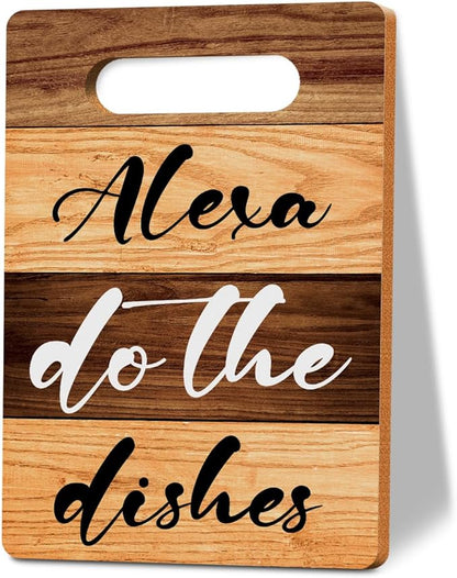 Alexa Do the Dishes Cutting Board Gifts, Wood Cutting Boards for Kitchen, House Warming Gifts New Home, Kitchen Wall Art, Christmas Birthday Gifts for Women Mom Grandma 8 x 12 Inch