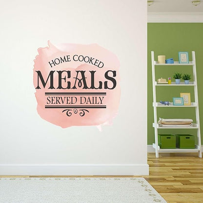 Watercolor Kitchen Vinyl Wall Mural Art Decor Home Wall Decoration Homey Home Kitchen Home cooked meals Served daily - Size: 10 in x 10 in