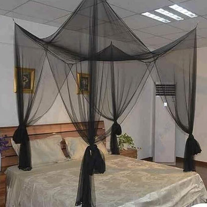 Minimalist Four Corner Mosquito Net Post Bed Curtain Canopy Hanging Kit Romantic Home Bedroom Decoration Princess Curtains for Tent Kids Rooms Baby Bassinet Outdoor Court Landing Garden Camping