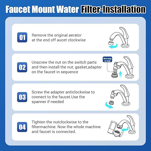 Water Filter for Sink Faucet Mount Filter Purifier System,UV Blue Light Household Kitchen Filter,New Leak-Proof Technology，Filters Over 60 substances, Gray…