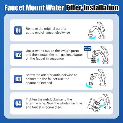 Water Filter for Sink Faucet Mount Filter Purifier System,UV Blue Light Household Kitchen Filter,New Leak-Proof Technology，Filters Over 60 substances, Gray…