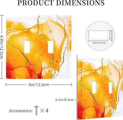 Abstract Modern Art Double Toggle Light Switch Covers 2 Gang Wall Plate Dual Decorative Switchplate Electrical Faceplate for Bathroom Country Kitchen Bedroom Decor, 4.9" x 5"