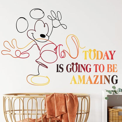 Mfault Cartoon Mouse Wall Decals Stickers, Today is Going to Be Amazing Nursery Decorations Bedroom Living Room Art, Neutral Toddlers Kids Baby Boys Girls Room Home Decor