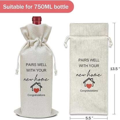 New Home Wine Bag, Housewarming Gift for Friends Family Member Sister Bestie Coworker, Wine Bag Party Favor Wine Champagne Gift Bag With Drawstring -29