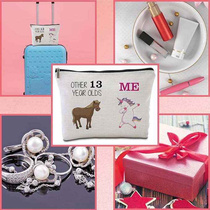 13th Birthday Gifts for Her Travel Makeup Bag Funny Unicorn Gift Bag Other 13 Year Old Me Unicorn 13 Year Old Gift Ideas Birthday Decorations Gifts for Niece Daughter 13 Year Old Girl