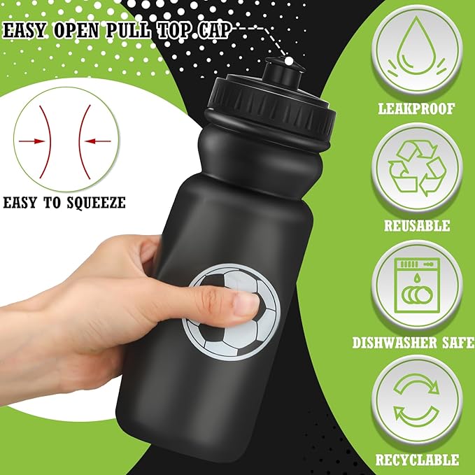 12 Pack Water Bottles Bulk 20 oz Reusable Squeeze Water Bottles Plastic Sports Bottle with Pull Top Cap Gifts Tumbler for Sports Travel Gym Party Supplies Friends Men Girls