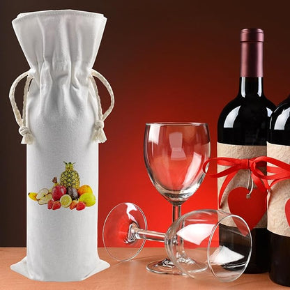 10 PCS Sublimation Wine Gift Bag Blank, Canvas Wine Bottle Bag with Drawstring, Suitable for Sublimation, Screen Printing, DIY Graffiti