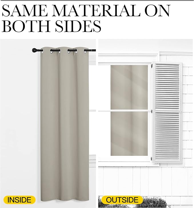 NICETOWN Natural Room Darkening Curtains 120" Long for Boho Farmhouse Home Decoration, 55" Wide, Set of 2, Window Treatment Total Privacy Drape Panels for Bedroom Living Room Guest Room