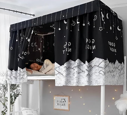 SIQITECHNO 3 Pieces Upper/Bottom Bunk Bed Curtains Dorm Home Blackout Privacy Bed Cloth Curtain Shading Breathable Dustproof Bed Canopy with Rope and Buckles for Kids Teen Loft Bed Single Sleeper