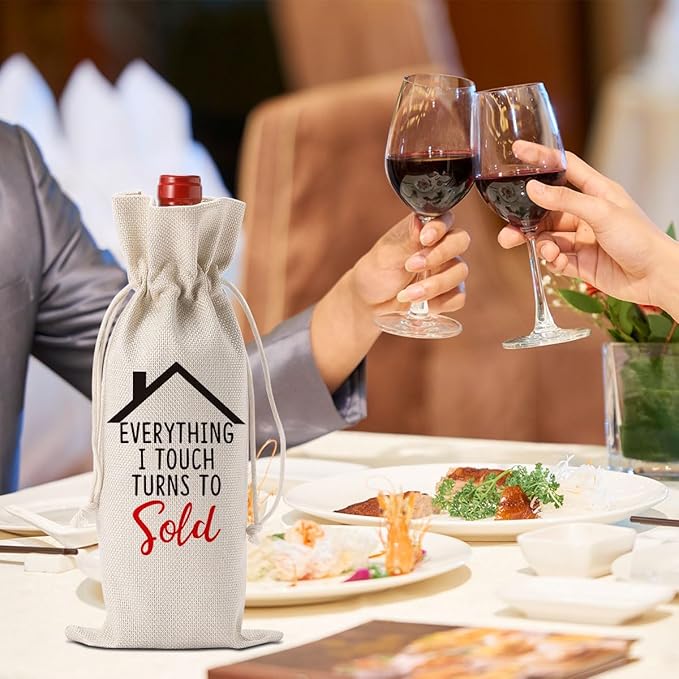 YUANHAO Realtor Wine Bag Realtor Gifts Realtor Appreciation Gifts Thank You Gifts for Realtor Gifts for Realtors at Closing Real Estate Agent Gifts from New Homeowner