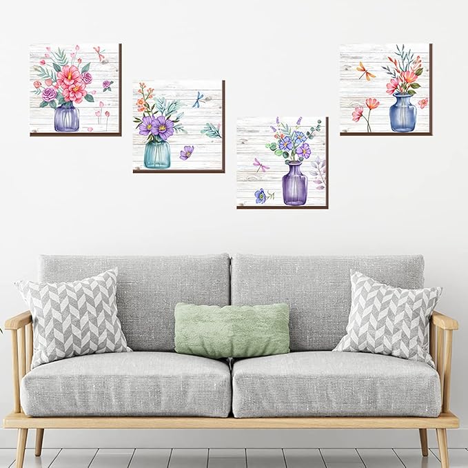 3D Wall Sticker for Living Room Office,Vinyl Flowers Wall Decals, Removable Floral Wall Murals Peel and Stick Flower Wall Art Decor Wallpaper Bedroom Kitchen