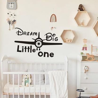 Airplane Wall Sticker, Dream Big Little One Inspirational Quote Wall Decor Stickers Removable DIY Aircraft Wall Decal for Living Room Bedroom Home Decor, Gift Wallpaper Mural for Boys, Girls, Kids