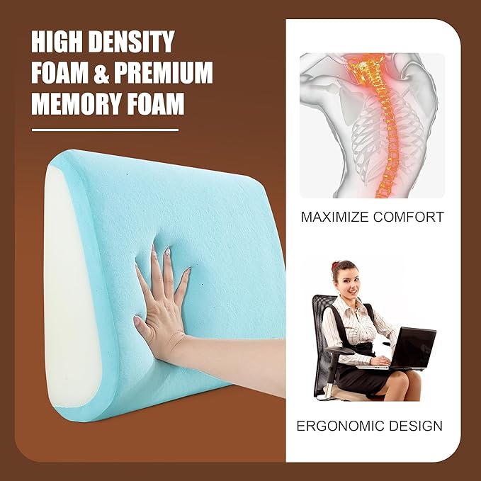 BALAPET Memory Foam Lumbar Support Pillow for Recliner Chair, Extra Large Back Support Cushion for Elderly, Supportive Lumbar Support Pillow, Thick Backrest for Home Reading, 20x14x5, Coffee