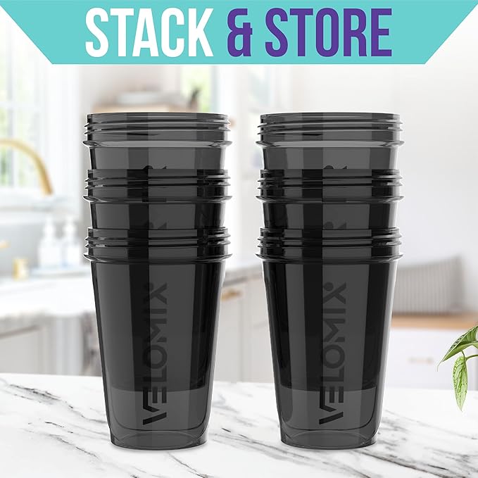 -6 PACK- 20 OZ Protein Shaker Bottles for Protein Mixes, Shaker Cups for Protein Shakes, Small Shaker Bottle Pack, Shaker Cup, Shakers for protein Shakes (20 OZ - 6 PACK BLACK)