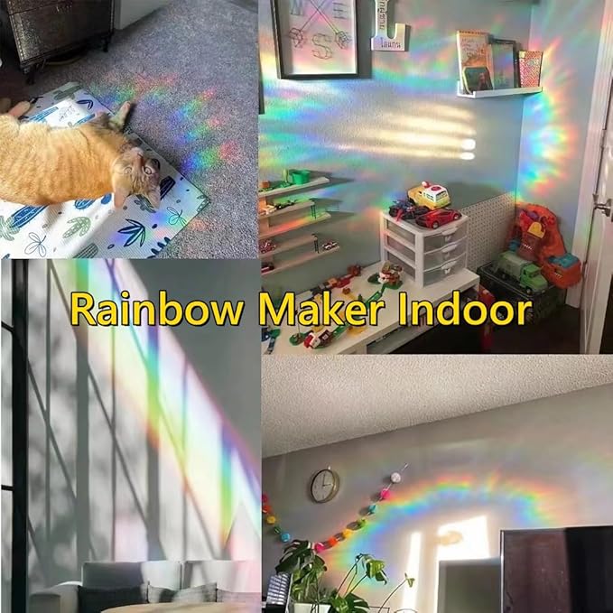 11Pcs Rainbow Window Clings, Suncatcher Sticker for Window, Static Cling Rainbow Window Stickers, Stop Birds from Flying Into Windows (Rainbow)