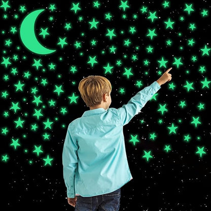 174PCS Ceiling Stars Glow in the Dark, Wall Decals Decor Ceiling Stars Glow in the Dark Self-Adhesive Luminous Star Sticker Wall Stickers for Kids Bedding Room or Party Birthday Gift(173 Stars/1 Moon)