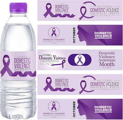 120 Pcs Domestic Violence Awareness Month Decorations Water Bottle Labels 8.6" x 2" Domestic Violence Awareness Month Water Bottle Stickers for Domestic Violence Awareness (Bright Color)