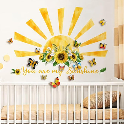 Sunflower Wall Decals - Stylish Sun and Flower Stickers for Home Decor (Set of 2)