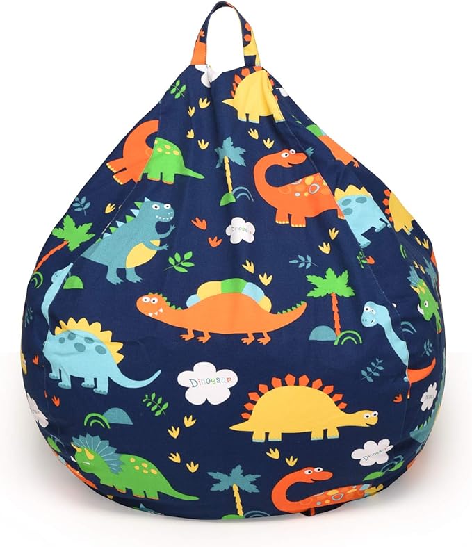 YuppieLife Kids Storage Bean Bag Cover（No Filling）Toy Organizer|Carrying Handle Sofa|Available for Kids and Teenager|Cuddle Chair|Machine Washable and Durable（38“,Dinosaur）