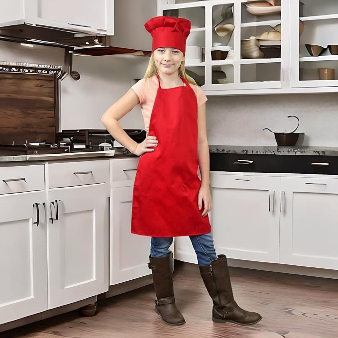 Tessa's Kitchen Club - Chef Hat and Apron Set for Kids, Real Cooking and Baking Wear Kit for Young Chefs in Training