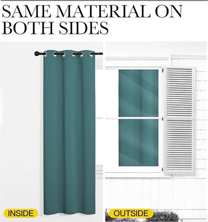 NICETOWN Insulated Curtains Blackout Draperies - Triple Weave Microfiber Home Thermal Insulated Solid Ring Top Blackout Curtains/Panels for Bedroom(Sea Teal, Set of 2, 55 x 78 Inch)