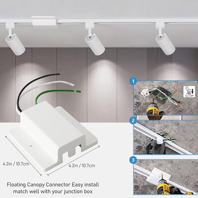 6-Light LED Track Lighting Kit with 6.6FT H Track Lighting Rails & Floating Canopy Connector, GU10 Track Light Kit, Modern Kitchen Track Lighting Fixtures Ceiling Spot Light, White (No Bulbs)