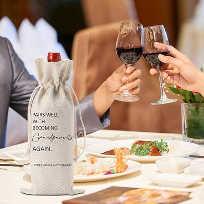 YUANHAO Grandparents Wine Bag First Time Grandparents Gifts New Grandparent Gifts Pairs Well With Becoming Grandparents Wine Bag Baby Announcements Gifts Ideas