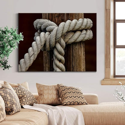 Renditions Gallery Canvas Nautical Wall Art Home Paintings & Prints Rope Closeup Knot Modern Vibrant Maritime Sailor Canvas Artwork Decorations for Bedroom Office Kitchen - 32"x48" LT33